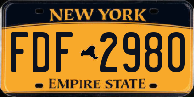 NY license plate FDF2980