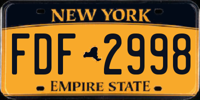 NY license plate FDF2998