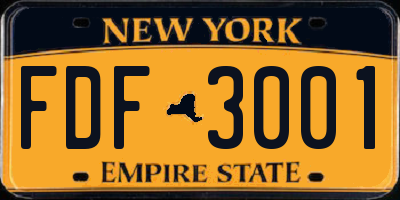 NY license plate FDF3001