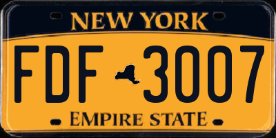 NY license plate FDF3007