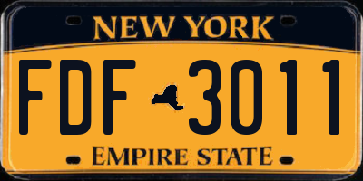 NY license plate FDF3011