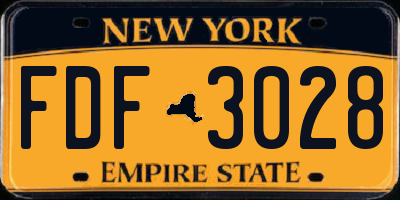 NY license plate FDF3028