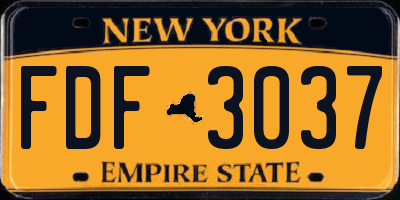 NY license plate FDF3037