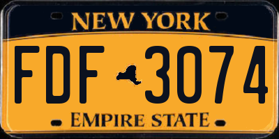 NY license plate FDF3074