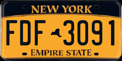 NY license plate FDF3091