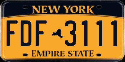 NY license plate FDF3111