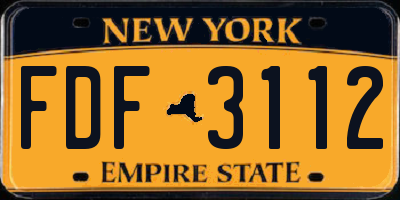 NY license plate FDF3112