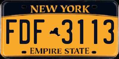NY license plate FDF3113