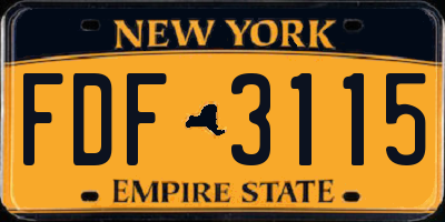 NY license plate FDF3115