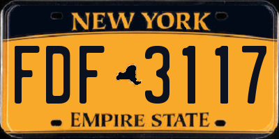 NY license plate FDF3117