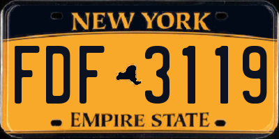 NY license plate FDF3119