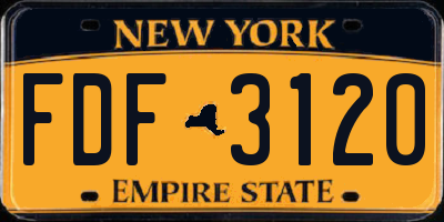 NY license plate FDF3120