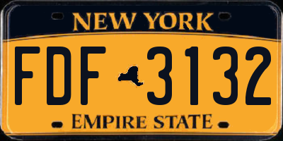 NY license plate FDF3132