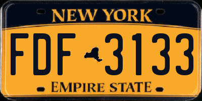NY license plate FDF3133