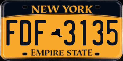 NY license plate FDF3135
