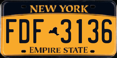 NY license plate FDF3136