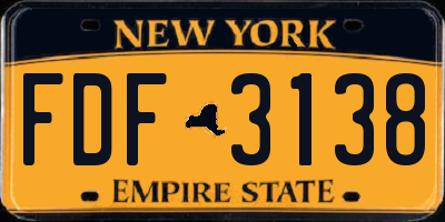 NY license plate FDF3138