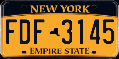 NY license plate FDF3145