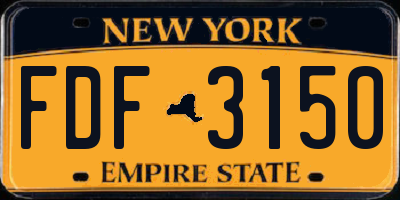NY license plate FDF3150