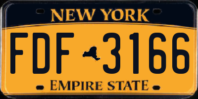 NY license plate FDF3166