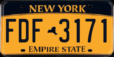 NY license plate FDF3171