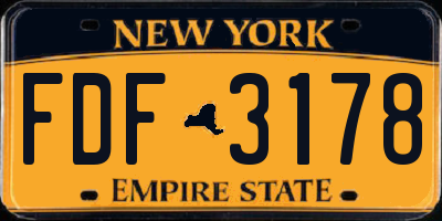 NY license plate FDF3178