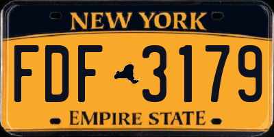 NY license plate FDF3179