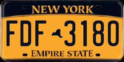 NY license plate FDF3180