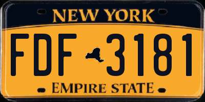 NY license plate FDF3181
