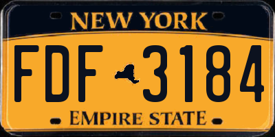 NY license plate FDF3184