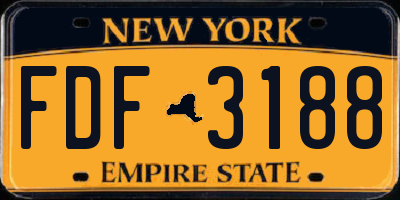 NY license plate FDF3188