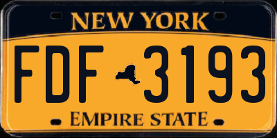 NY license plate FDF3193