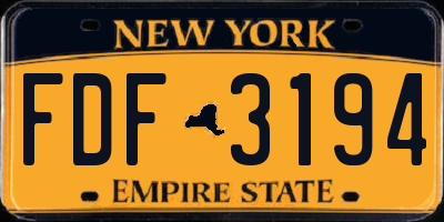 NY license plate FDF3194