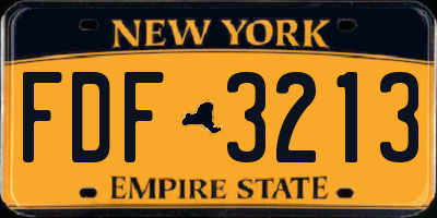 NY license plate FDF3213