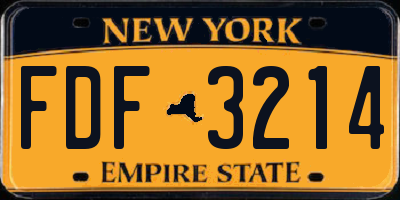 NY license plate FDF3214