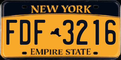 NY license plate FDF3216