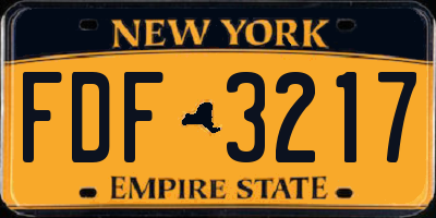 NY license plate FDF3217