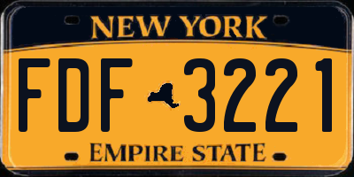 NY license plate FDF3221