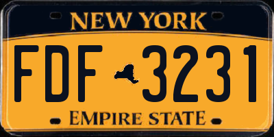 NY license plate FDF3231