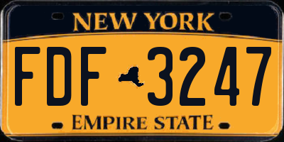 NY license plate FDF3247