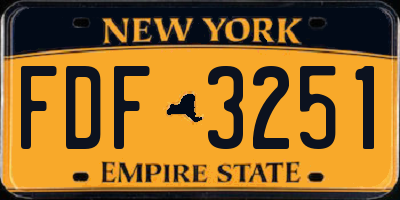 NY license plate FDF3251