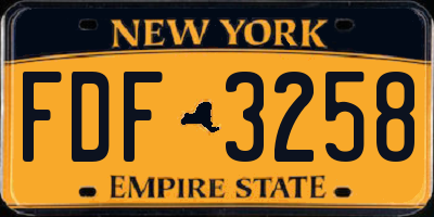 NY license plate FDF3258