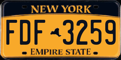NY license plate FDF3259