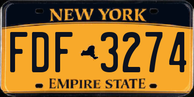 NY license plate FDF3274