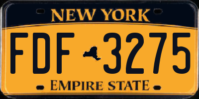 NY license plate FDF3275