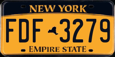 NY license plate FDF3279