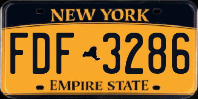 NY license plate FDF3286