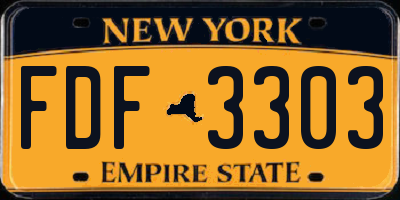 NY license plate FDF3303