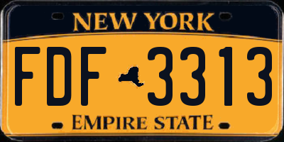 NY license plate FDF3313