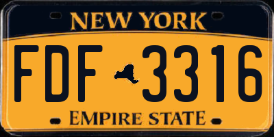 NY license plate FDF3316